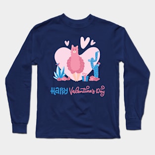 valentines day with cute funny llama love Long Sleeve T-Shirt